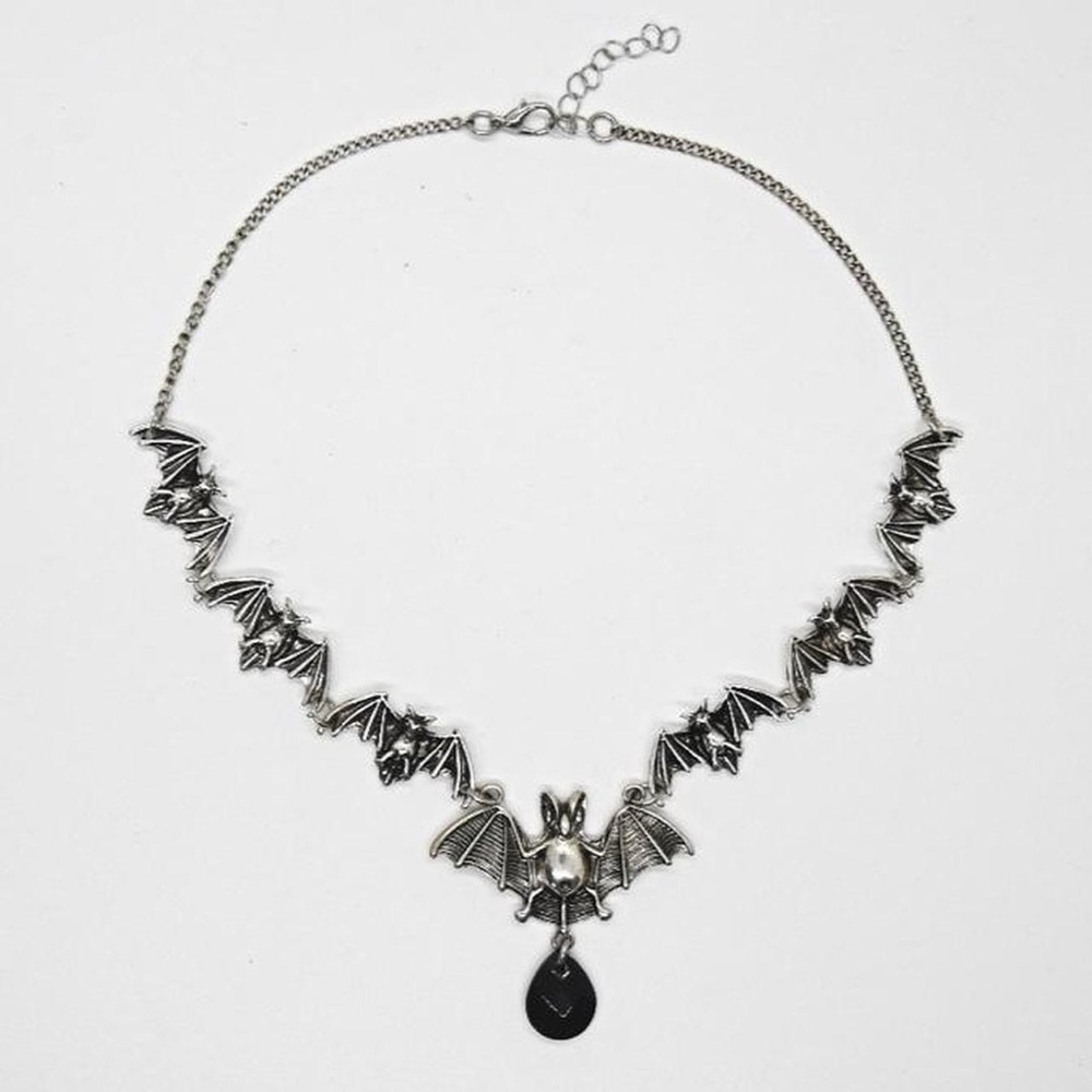 Gothic Vampire Bat Charm Necklace
